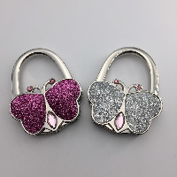 Foldable Handbag Bag Purse Table Hanger  Zinc Alloy Butterfly platinum color plated with rhinestone & colorful powder nickel lead & cadmium free Sold By Lot