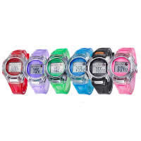 Moda Infantil Assista, silicone, with dial de plástico, Aço inoxidável fivela, para crianças & prova de água & luminosa, Mais cores pare escolha, 36.95x36.95x14.99mm, 15.83mm, comprimento Aprox 8 inchaltura, 20PCs/Lot, vendido por Lot