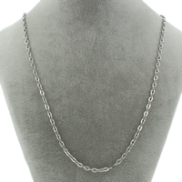 Stainless Steel Chain Ogrlica, Nehrđajući čelik, ovalni lanac, izvorna boja, 4x3x1mm, Prodano Per Približno 19.5 inčni Strand