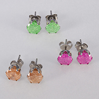 Zircon cubique ( CZ ) goujon boucle, acier inoxydable, normes différentes pour le choix & avec zircone cubique & facettes & craquelure, plus de couleurs à choisir, 10pairescouple/lot, Vendu par lot