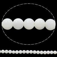 Natural White Shell Perler, Runde, naturlig, 6mm, Hole:Ca. 0.8mm, Længde Ca. 15 inch, 10Strands/Bag, Ca. 73pc'er/Strand, Solgt af Bag