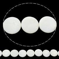 Přírodní korálky White Shell, Flat Round, 18x3mm, Otvor:Cca 1mm, Délka Cca 15.5 inch, 10přediva/Bag, Cca 22PC/Strand, Prodáno By Bag