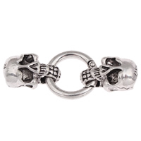 Zink Alloy Snap Lås, Skull, antik silver pläterad, med ändlock, leda & kadmiumfri, 59x25x11mm, Hål:Ca 11.5x6mm, Säljs av PC