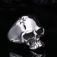 Rustfrit stål Mænd Finger Ring, 316L Stainless Steel, Skull, forskellig størrelse for valg & sværte, Solgt af PC