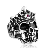 Rustfrit stål Mænd Finger Ring, 316L Stainless Steel, Skull, forskellig størrelse for valg & med rhinestone & sværte, 5pc'er/Lot, Solgt af Lot