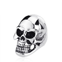 Rustfrit stål Mænd Finger Ring, 316L Stainless Steel, Skull, forskellig størrelse for valg & sværte, Solgt af PC