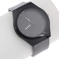 Reloj de Pulsera Unisex, aleación de zinc, con Vidrio & silicona, chapado en color de platina, con pintado, Negro, libre de plomo & cadmio, 40x42x9mm, longitud aproximado 9.5 Inch, Vendido por UD