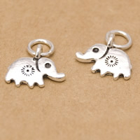 Bali Sterling Silver Pendants, Tailandia, Elefante, 13x7mm, Buraco:Aprox 3mm, 8PCs/Lot, vendido por Lot