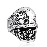 Rustfrit stål Mænd Finger Ring, 316L Stainless Steel, Skull, forskellig størrelse for valg & sværte, Solgt af PC