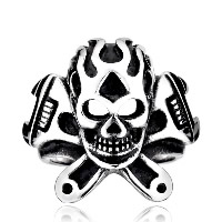 Rustfrit stål Mænd Finger Ring, 316L Stainless Steel, Skull, forskellig størrelse for valg & sværte, 5pc'er/Lot, Solgt af Lot