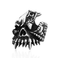 Rustfrit stål Mænd Finger Ring, 316L Stainless Steel, Skull, forskellig størrelse for valg & sværte, Solgt af PC