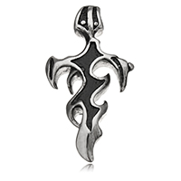 Nerezová ocel Cross Přívěsky, Nerezová ocel 316, Kříž, černat, 27x52x5mm, Otvor:Cca 4x6mm, 10PC/Lot, Prodáno By Lot