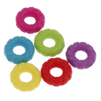 Solid Color Acryl Kralen, Donut, effen kleur, gemengde kleuren, 8x3mm, Gat:Ca 2mm, Ca 2900pC's/Bag, Verkocht door Bag