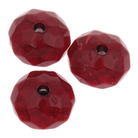 Grânulos acrílicos de cor sólida, acrilico, Rondelle, imitação turquesa & facetada, vermelho, 13x8mm, Buraco:Aprox 1mm, Aprox 500PCs/Bag, vendido por Bag