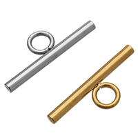 Stainless Steel Toggle lås Fund, forgyldt, flere farver til valg, 6x20x2mm, Hole:Ca. 3.2mm, 200pc'er/Bag, Solgt af Bag