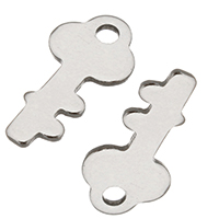 Acciaio inossidabile Extender catena di goccia, acciaio inox, Chiave, colore originale, 6.50x13x0.50mm, Foro:Appross. 1.5mm, 900PC/borsa, Venduto da borsa