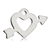 Rustfrit stål Heart Vedhæng, Stainless Steel, oprindelige farve, 21.50x12.50x1mm, Hole:Ca. 2mm, 500pc'er/Bag, Solgt af Bag