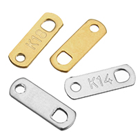 RVS Verbinder, Roestvrij staal, plated, 1/1 lus, meer kleuren voor de keuze, 3.50x11x0.50mm, Gat:Ca 1.1mm, 2x2mm, 400pC's/Bag, Verkocht door Bag