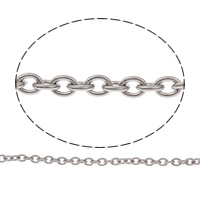 Rustfrit stål Oval Chain, Stainless Steel, forskellig størrelse for valg & oval kæde, oprindelige farve, 100m/Bag, Solgt af Bag