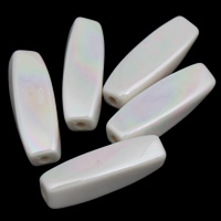 Plated Acrylic Beads Oval colorful plated imitation porcelain white Approx 1mm Approx Sold By Bag