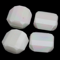 Perles  acrylique plaqué , rectangle, Placage coloré, imitation porcelaine & facettes, blanc, 16x16x7mm, Trou:Environ 2mm, Environ 300PC/sac, Vendu par sac