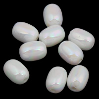 Plated Acrylic Beads Oval colorful plated imitation porcelain white Approx 1mm Approx Sold By Bag