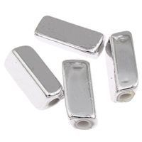 Plated Acryl Kralen, Rechthoek, silver plated, 7x13x5mm, Gat:Ca 1mm, Ca 1300pC's/Bag, Verkocht door Bag