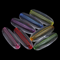 Transparent Akrylpärlor, Akryl, Oval, genomskinlig, blandade färger, 10x30mm, Hål:Ca 1mm, Ca 190PC/Bag, Säljs av Bag