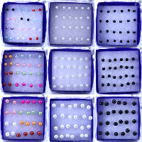 Plastic Stud Earring, met rubber earnut, imitatie parel & gemengd, 4-6mm, 50dozen/Lot, 12paren/box, Verkocht door Lot