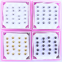 Stainless Steel Stud fülbevaló, -val gumi earnut, vas fülbevaló poszt, Kerek, galvanizált, kevert színek, 4mm, 50dobozok/Lot, 10párok/Box, Által értékesített Lot