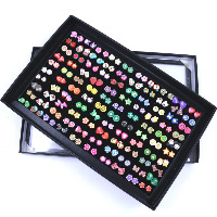 Polymer Clay Stud Earring, järn örhänge inlägg, blandad, 10-12mm, 3Lådor/Lot, 100Pairs/Box, Säljs av Lot