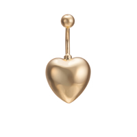 Bijoux Gets® Belly Ring, laiton, coeur, Plaqué d'or 18K, protéger l'environnement, sans nickel, plomb et cadmium, 16x32mm, Vendu par PC