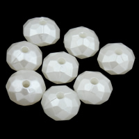 Plastique ABS perle goutte, rondelle, normes différentes pour le choix & facettes, blanc, Trou:Environ 1mm, Vendu par sac