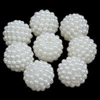 ABS Plastic Pearl Beads Round detachable white Approx 1mm Sold By Bag