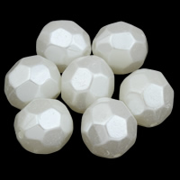 Plastique ABS perle goutte, Rond, normes différentes pour le choix & facettes, blanc, Vendu par sac