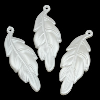 ABS Pearl plaisteach Siogairlín, Leaf, bán, 16x44x3mm, Poll:Thart 1mm, Thart 755ríomhairí pearsanta/Mála, Díolta De réir Mála