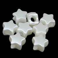 Pérolas de plástico ABS Talão / Grânulo de European, Estrela, branco, 14x13x9mm, Buraco:Aprox 4mm, Aprox 682PCs/Bag, vendido por Bag