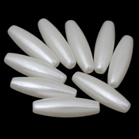 Pérolas de plástico ABS grânulos, miçangas, Oval, branco, 6x20mm, Buraco:Aprox 1mm, Aprox 1523PCs/Bag, vendido por Bag