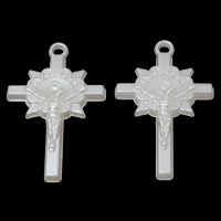 ABS-muovista helmi Riipus, Krusifiksi Cross, valkoinen, 32x50x8mm, Reikä:N. 2mm, N. 220PC/laukku, Myymät laukku