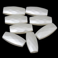 ABS plastik perle Bead, Flad Oval, facetteret, hvid, 9x19x5mm, Hole:Ca. 1mm, Indvendig diameter:Ca. 3mm, Ca. 1137pc'er/Bag, Solgt af Bag