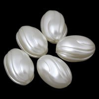 ABS plast pärla Bead, Oval, vit, 13x19mm, Hål:Ca 1mm, Innerdiameter:Ca 3mm, Ca 220PC/Bag, Säljs av Bag