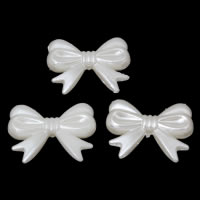 ABS plastike biser Perla, Bowknot, bijel, 30x24x6mm, Rupa:Približno 1mm, Unutarnji promjer:Približno 3mm, Približno 294računala/Torba, Prodano By Torba