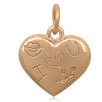 Acier inoxydable Coeur Pendentifs, acier inoxydable 316L, mot je t'aime, Placage de couleur d'or, 17x21mm, Trou:Environ 5mm, 10PC/sac, Vendu par sac