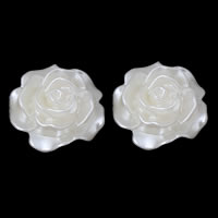 ABS Pearl plaisteach Bead, Flower, bán, 30x11mm, Poll:Thart 1mm, Thart 129ríomhairí pearsanta/Mála, Díolta De réir Mála