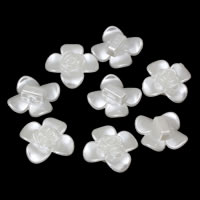 ABS plastik perle Spacer Bar, Flower, 2-streng, hvid, 19x8mm, Hole:Ca. 1mm, Ca. 634pc'er/Bag, Solgt af Bag