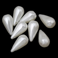 Perle di plastica ABS pendente, Lacrima, bianco, 9x16mm, Foro:Appross. 1mm, Appross. 800PC/borsa, Venduto da borsa