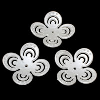 Perle di plastica ABS Impostazione di Cap del branello, Fiore, bianco, 40x8mm, Foro:Appross. 1mm, Diametro interno:Appross. 1mm, Appross. 159PC/borsa, Venduto da borsa