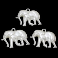 Perle di plastica ABS pendente, Elefante, bianco, 36x26x10mm, Foro:Appross. 1mm, Appross. 144PC/borsa, Venduto da borsa