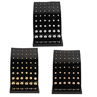 Roestvrij staal Stud Earrings, Ronde, plated, meer kleuren voor de keuze, 2x2x13mm, 3x3x14mm, 4x4x14mm, 5x5x16mm, 6x6x17mm, 8x8x18mm,10x10x20mm, 24paren/box, Verkocht door box