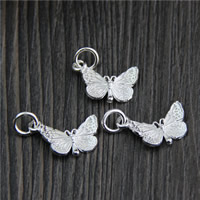 Pendentif en argent Sterling 925, papillon, 16.70x10mm, Trou:Environ 3mm, 10PC/lot, Vendu par lot